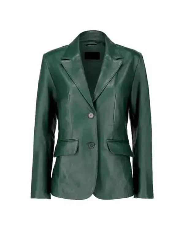 Classic Green Leather Blazer WorthVee
