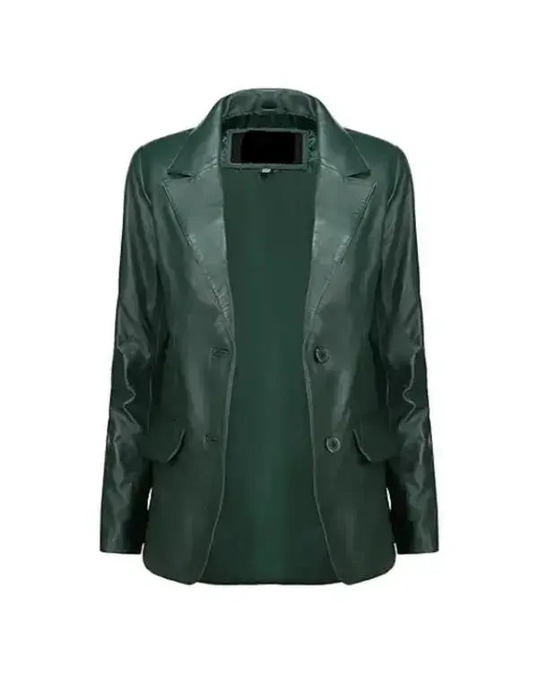 Classic Green Leather Blazer WorthVee