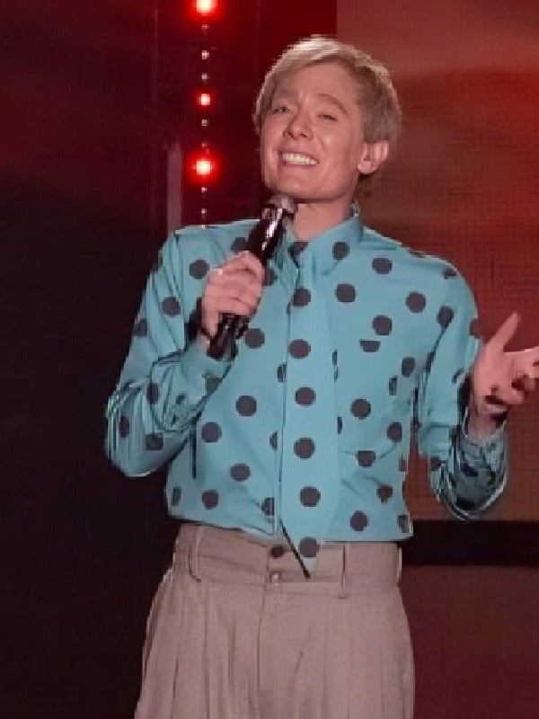 Clay Aiken American Idol S24 Blue Polka Dot Shirt WorthVee