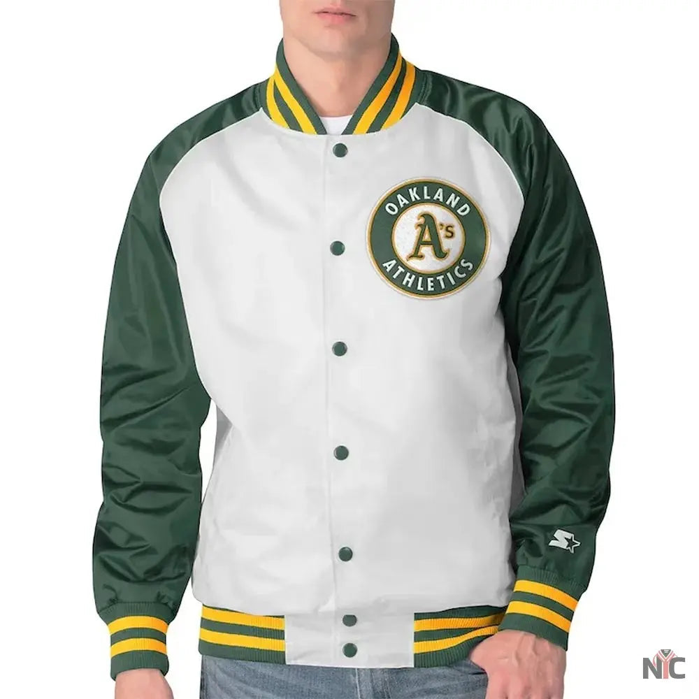 Clean-Up Hitter Oakland Athletics White and Green Jacket Clanton Jacket