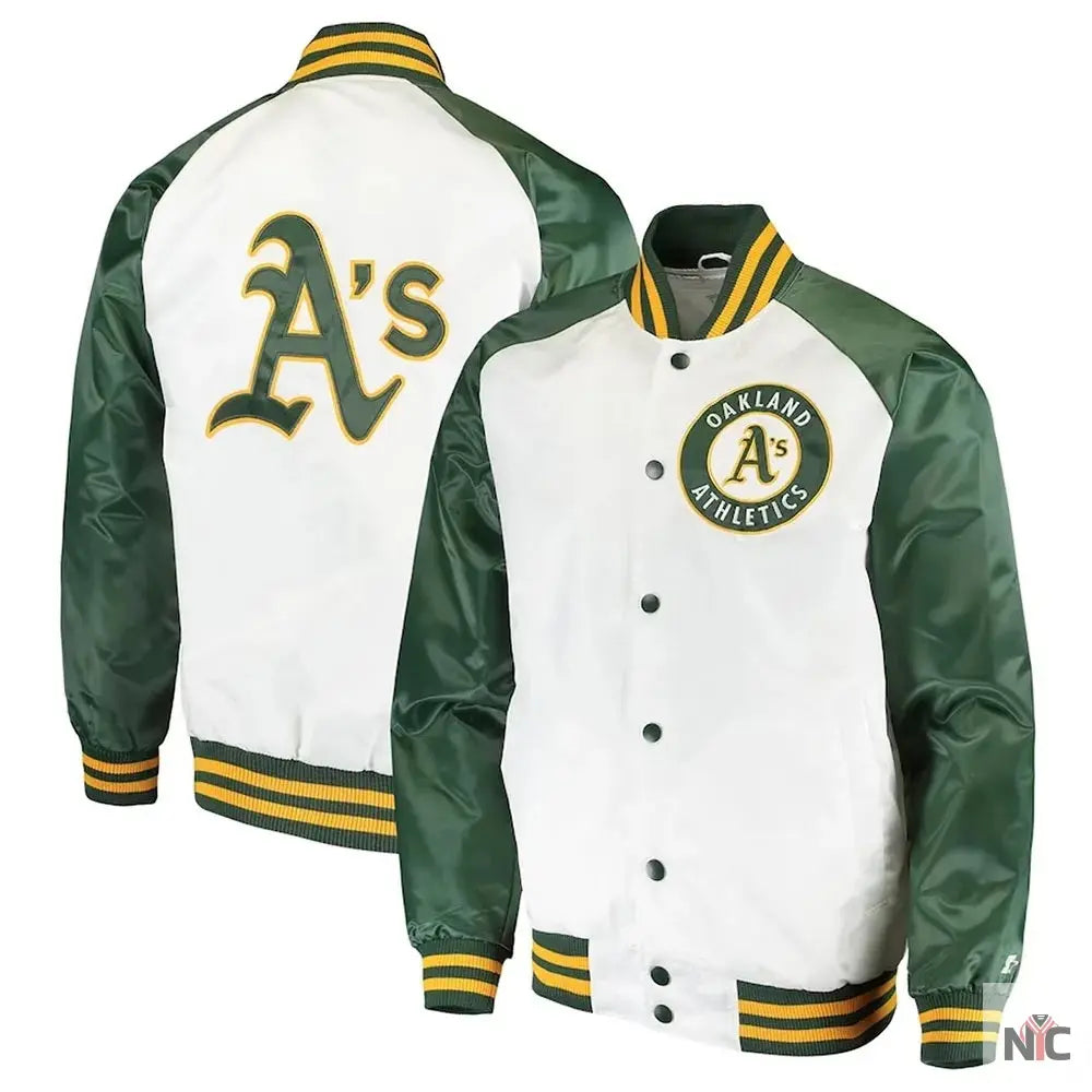 Clean-Up Hitter Oakland Athletics White and Green Jacket Clanton Jacket