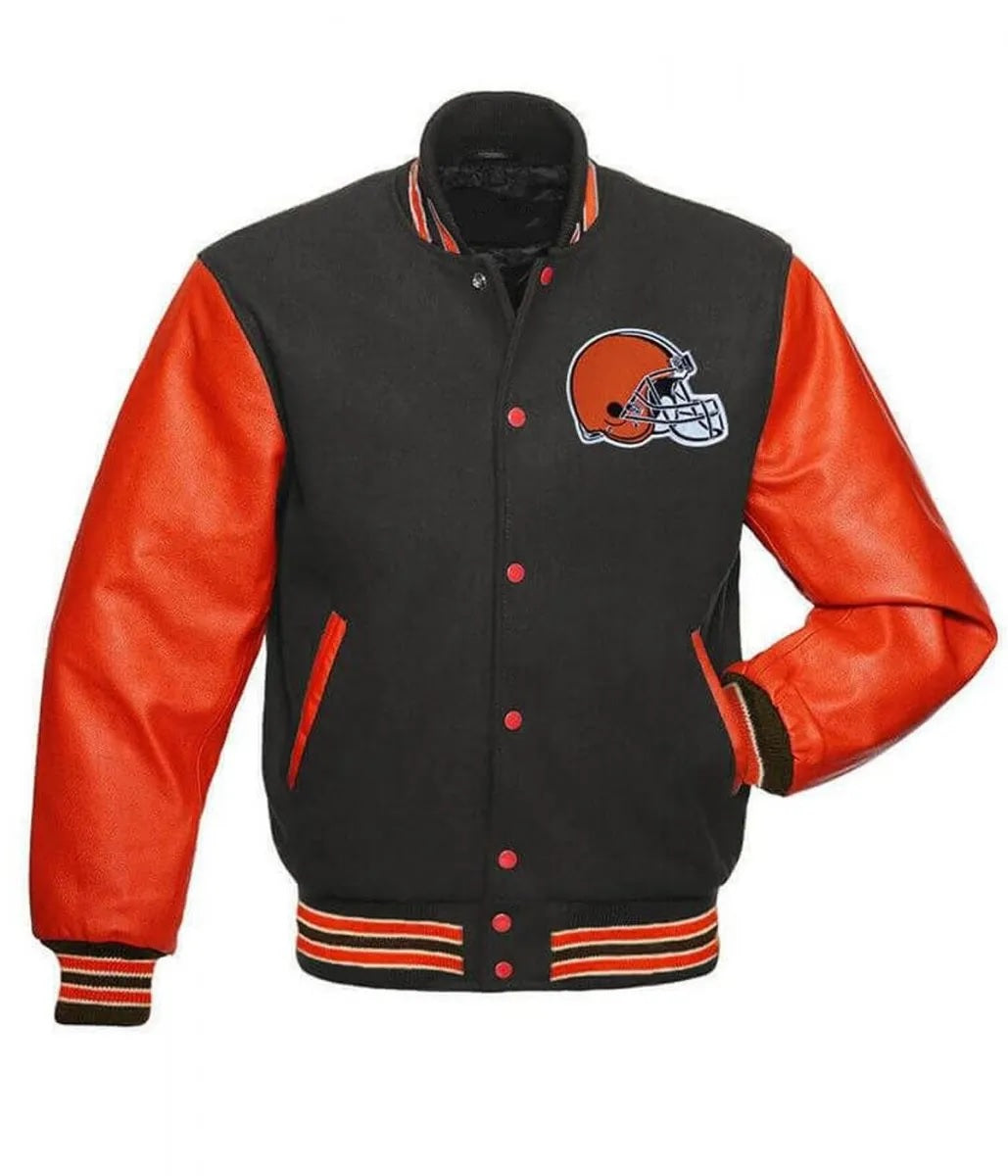 Cleveland Browns Grey and Orange Jacket WorthVee