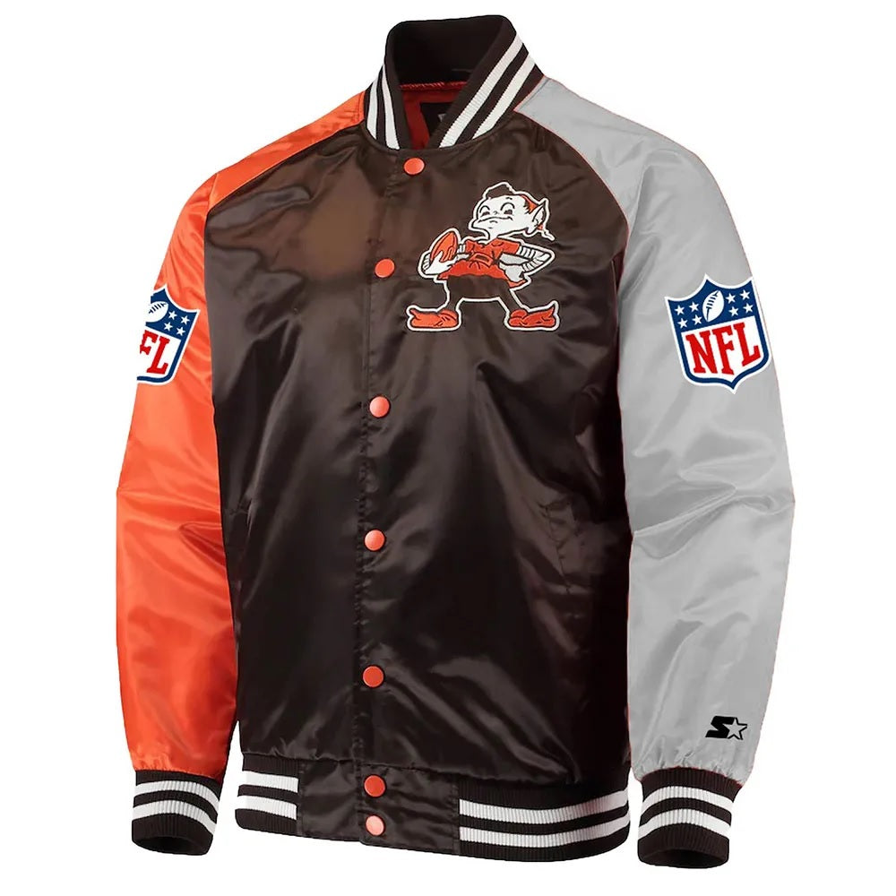 Cleveland Browns Lead Off Varsity Satin Jacket WorthVee
