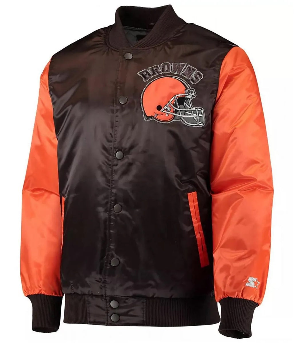 Cleveland Browns Locker Room Throwback Satin Jacket WorthVee