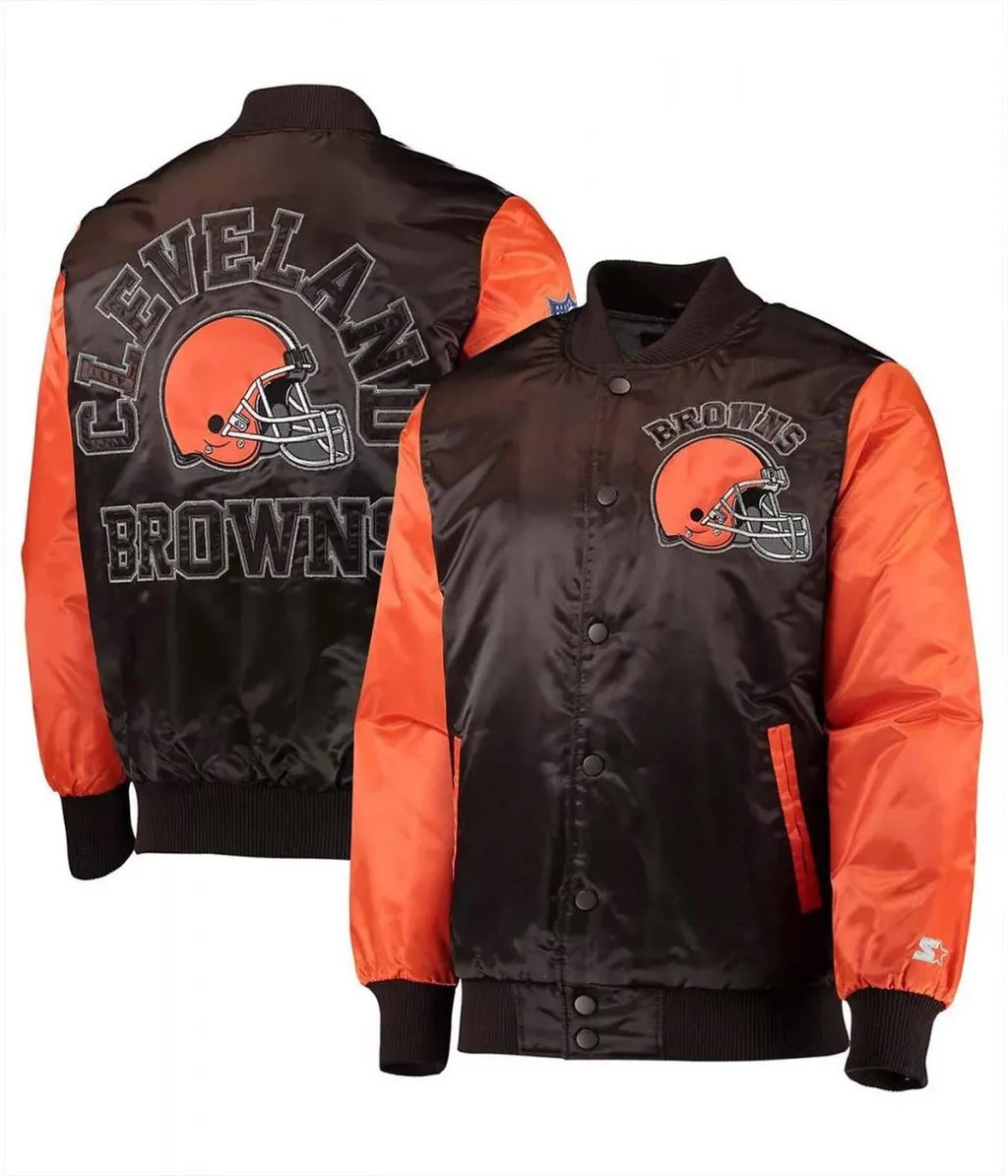 Cleveland Browns Locker Room Throwback Satin Jacket WorthVee