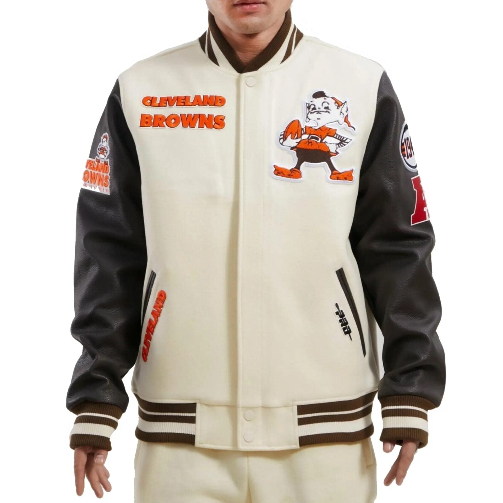 Cleveland Browns Wool and Leather Varsity Jacket WorthVee