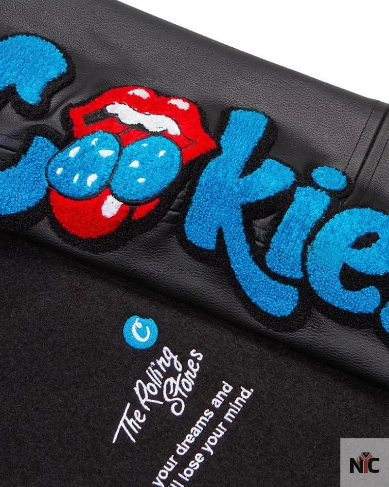 Cookies x The Rolling Stones Letterman Black Varsity Jacket Clanton Jacket