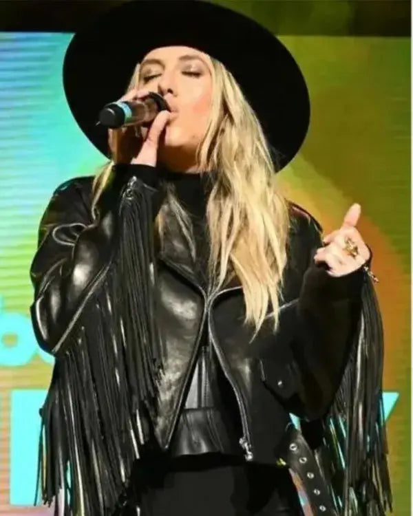 Country Power Players 2024 Lainey Wilson Fringe Leather Jacket WorthVee