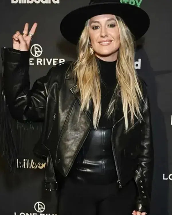 Country Power Players 2024 Lainey Wilson Fringe Leather Jacket WorthVee
