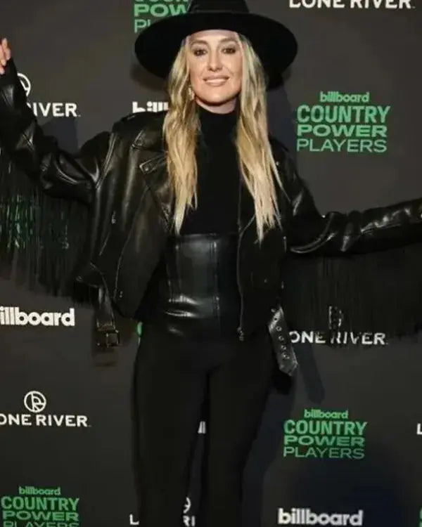 Country Power Players 2024 Lainey Wilson Fringe Leather Jacket WorthVee