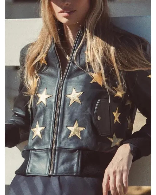 Cowgirl Run The World Black Bomber Jacket