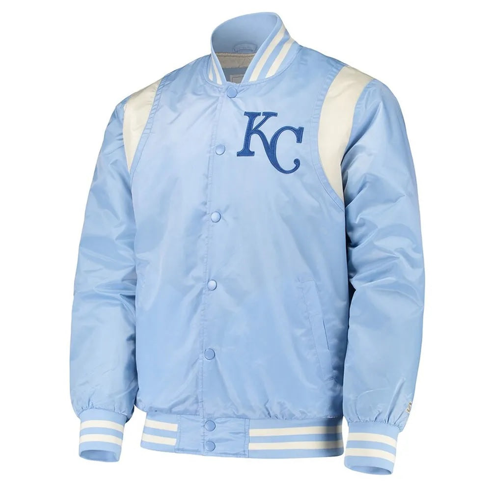 Cream Kansas City Royals Varsity Satin Jacket WorthVee