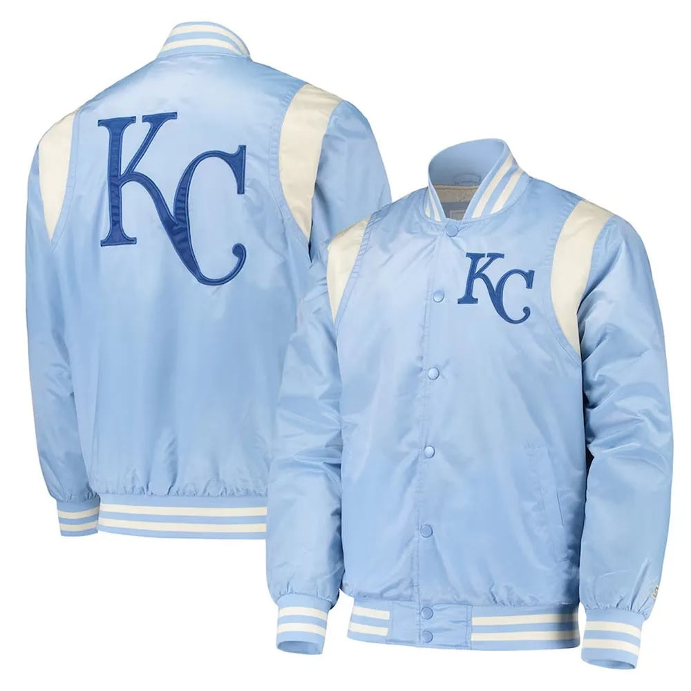 Cream Kansas City Royals Varsity Satin Jacket WorthVee