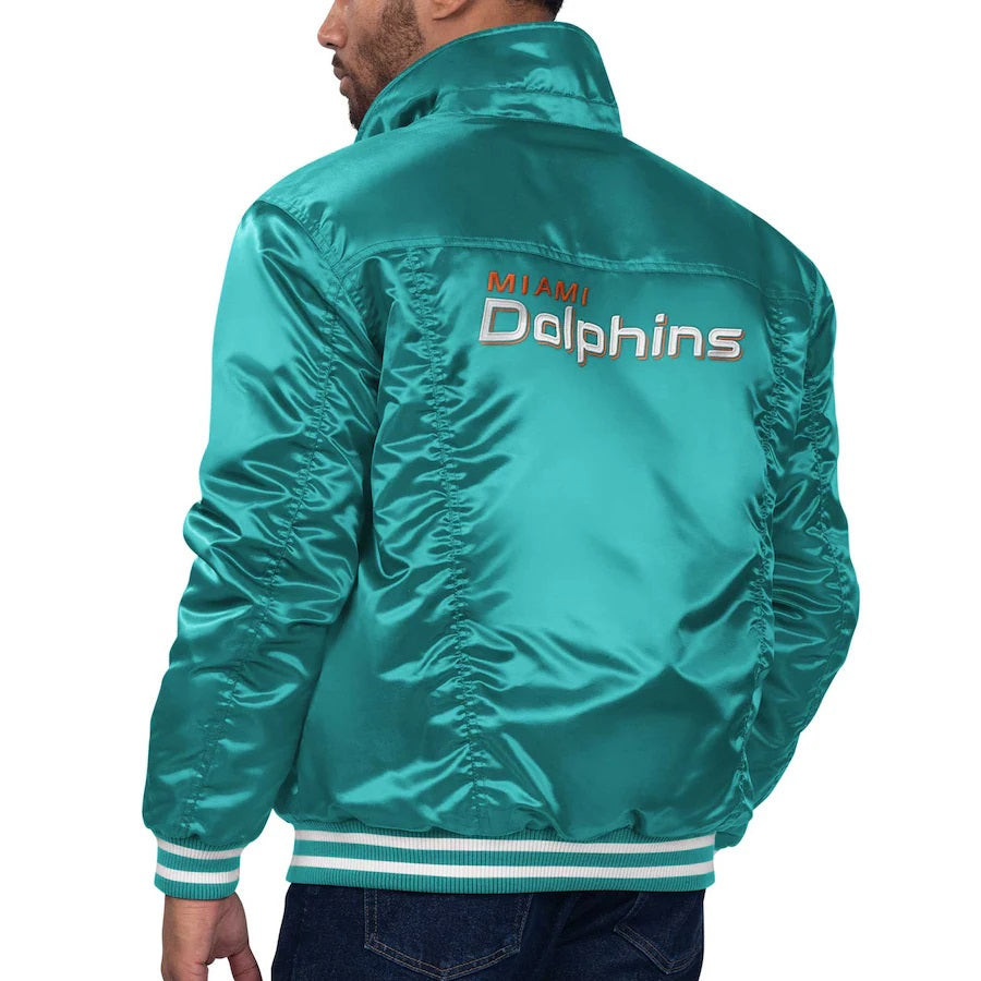 Cream Miami Dolphins Retro Classic Varsity Jacket WorthVee