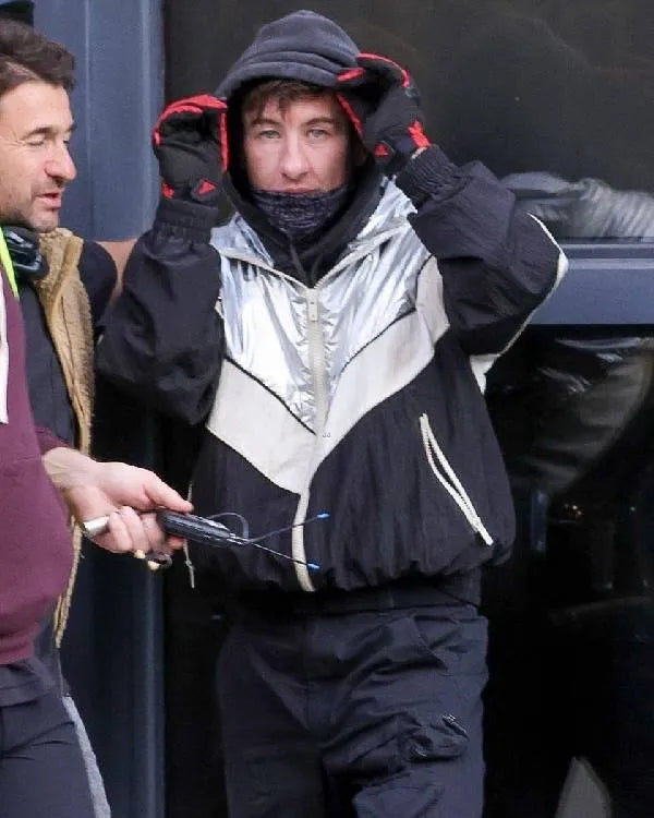 Crime 101 Barry Keoghan Black and Silver Hooded Jacket