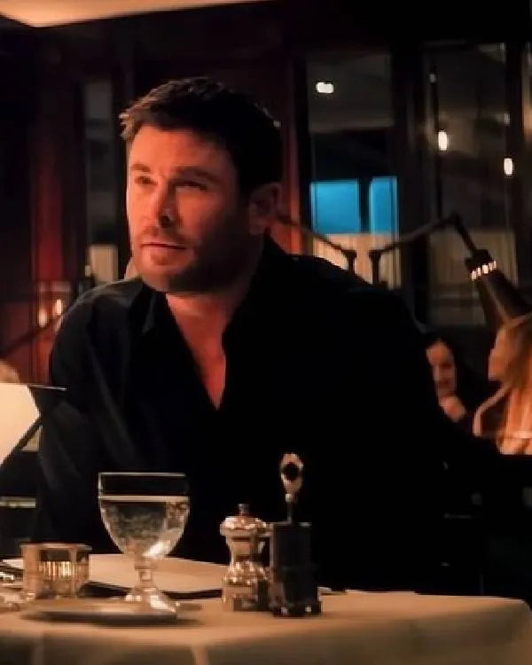 Crime 101 Chris Hemsworth Black Shirt
