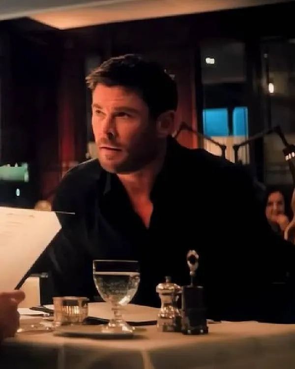 Crime 101 Chris Hemsworth Black Shirt