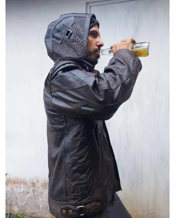 Cyberpunk Brown Hooded Leather Jacket