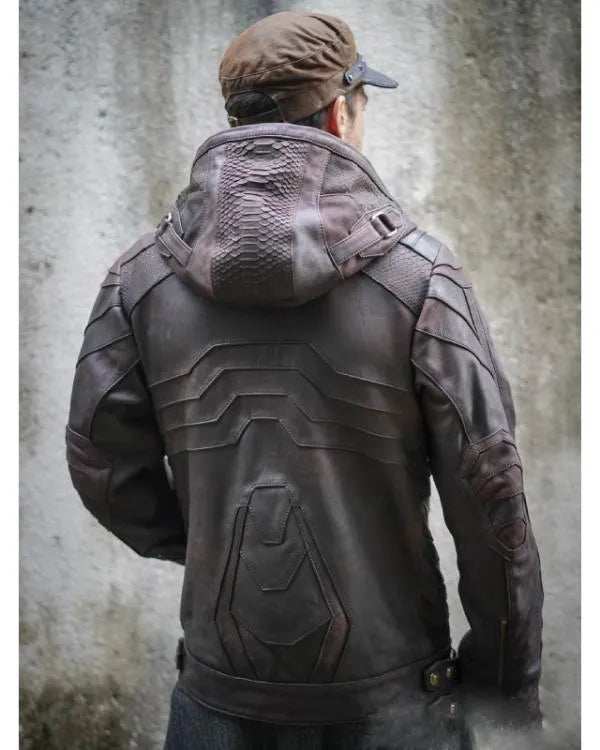 Cyberpunk Brown Hooded Leather Jacket