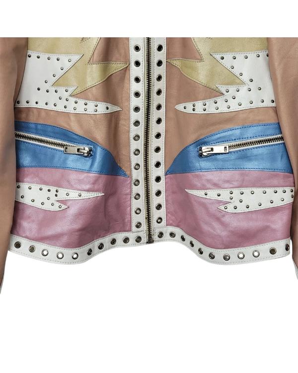 Daddy Issues S02 Studded Cropped Pastel Leather Jacket