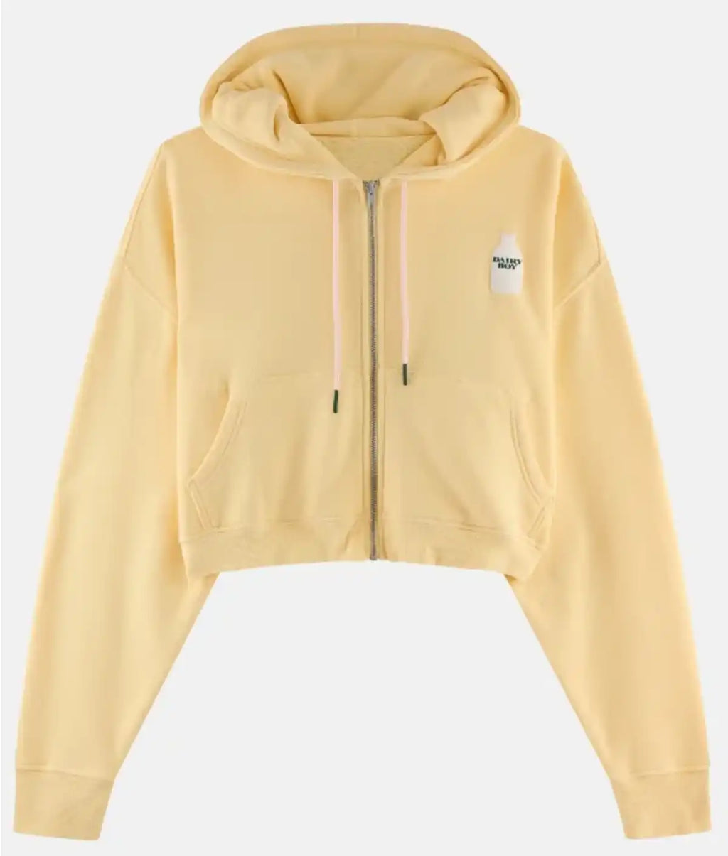 Dairy Boy Milk Bottle Cropped Hoodie