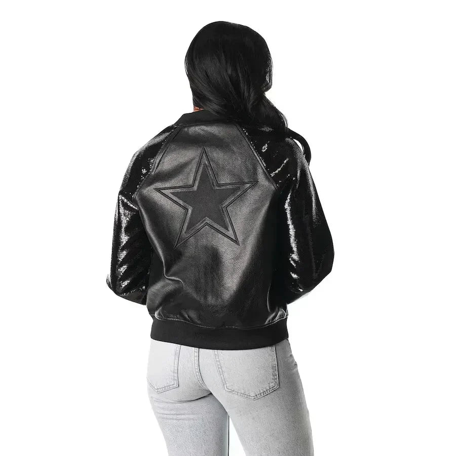 Dallas Cowboys Black Sequin Jacket Clanton Jacket