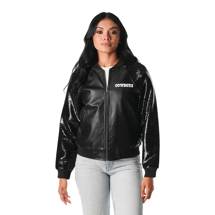 Dallas Cowboys Black Sequin Jacket Clanton Jacket