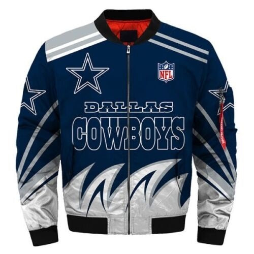 Dallas Cowboys Blue and White Bomber Jacket WorthVee