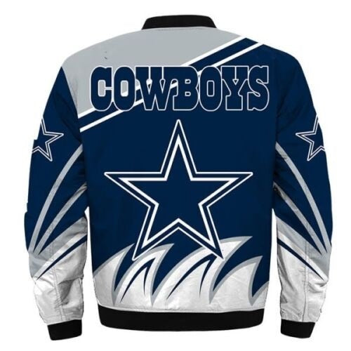Dallas Cowboys Blue and White Bomber Jacket WorthVee