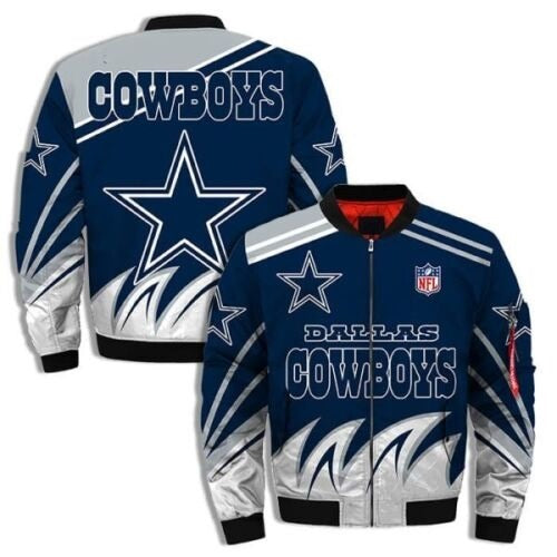 Dallas Cowboys Blue and White Bomber Jacket WorthVee