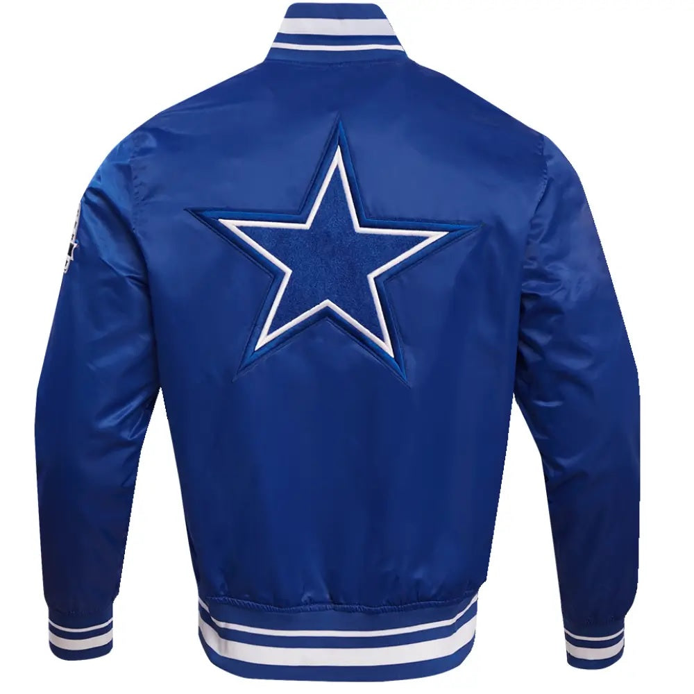 Dallas Cowboys Classic Blue Satin Varsity Jacket WorthVee