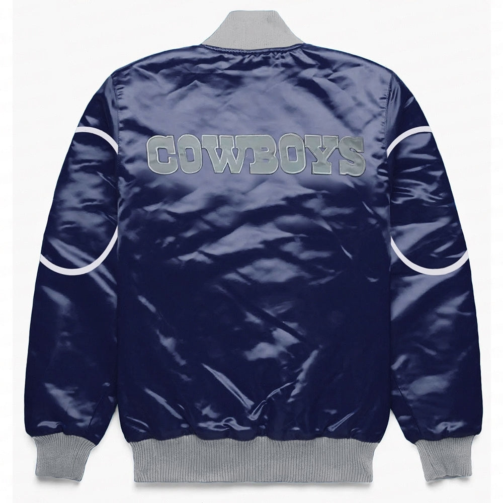 Dallas Cowboys Blue Bomber Snap-Front Jacket WorthVee