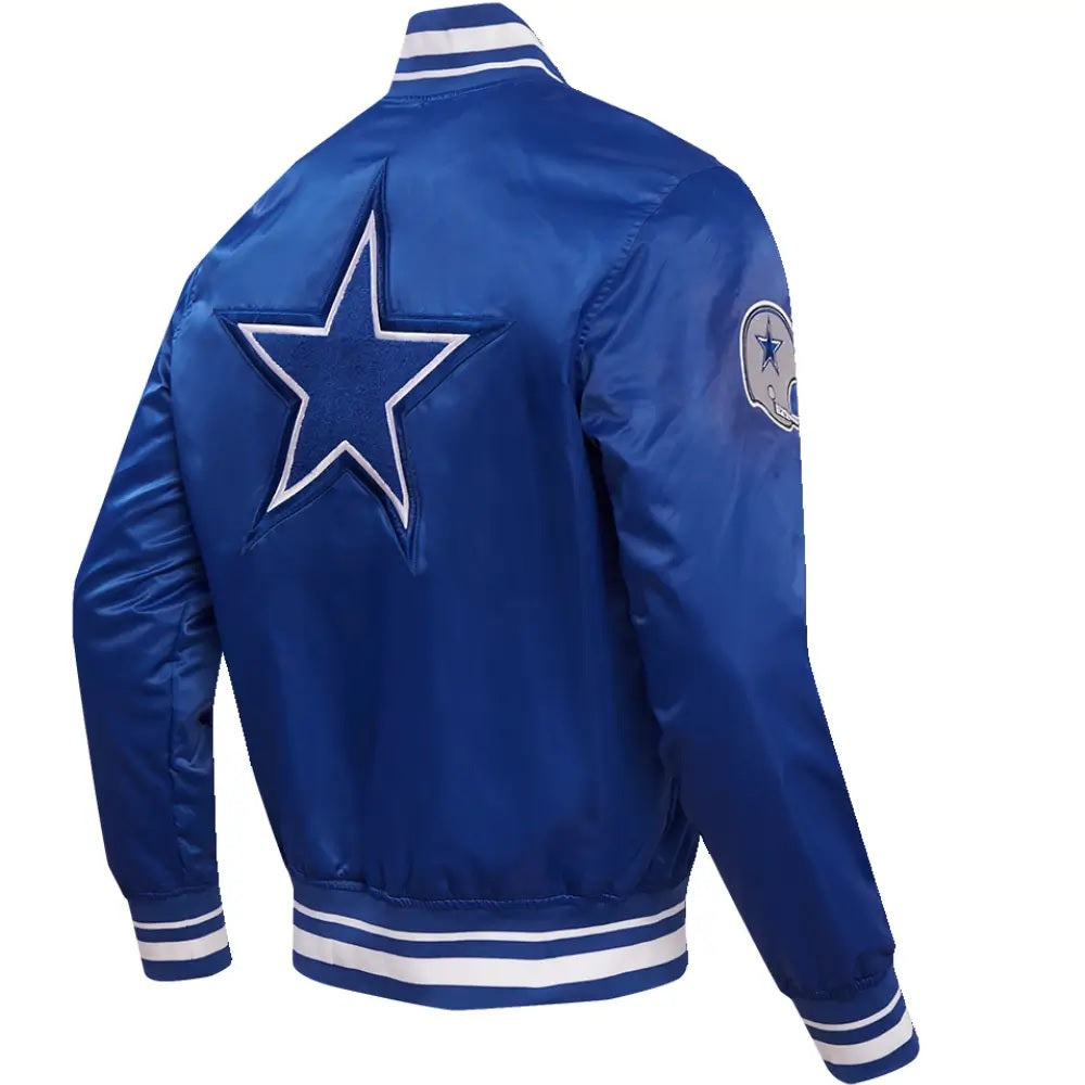 Dallas Cowboys Classic Blue Satin Varsity Jacket WorthVee