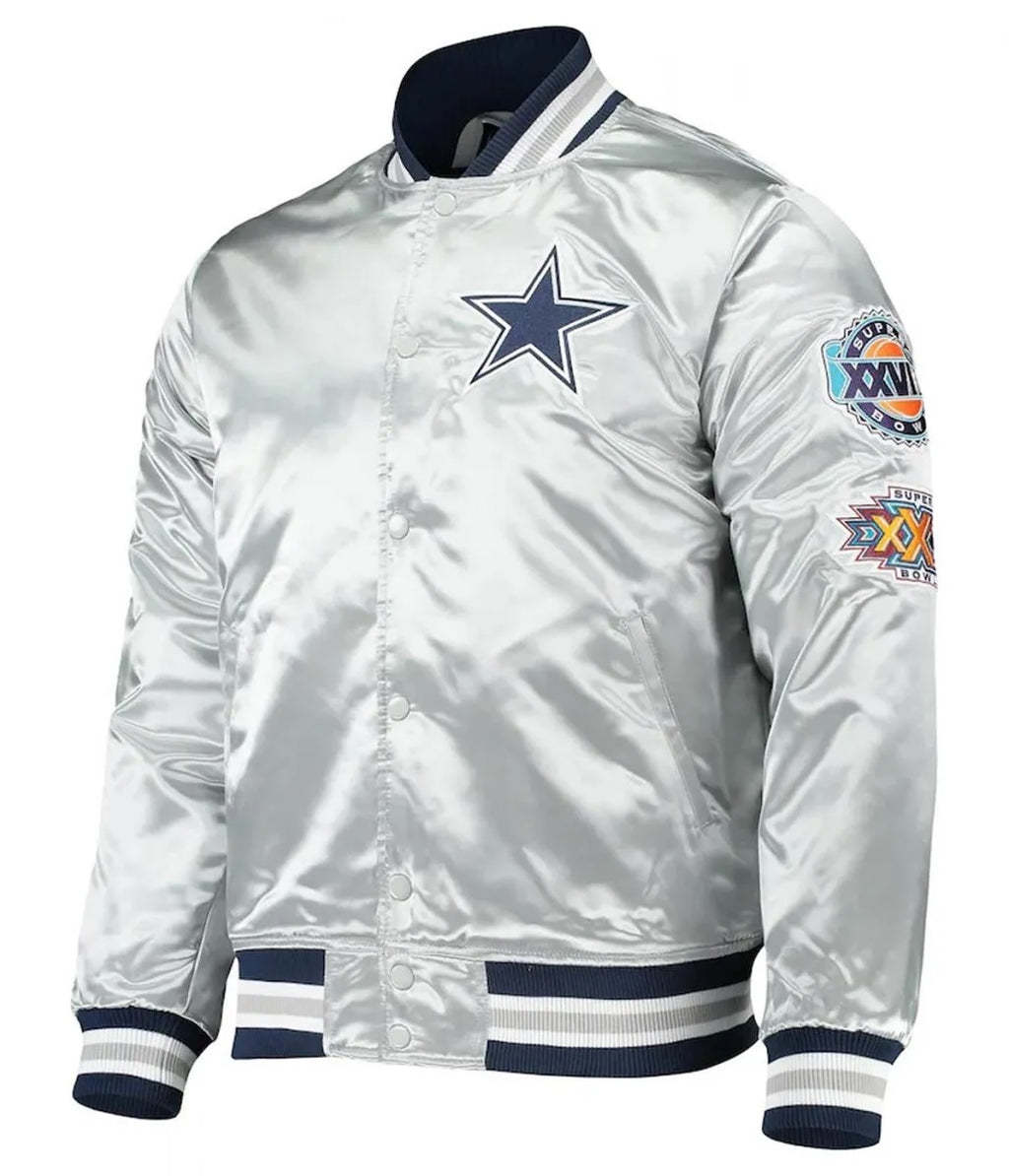 Dallas Cowboys Silver Satin Jacket WorthVee
