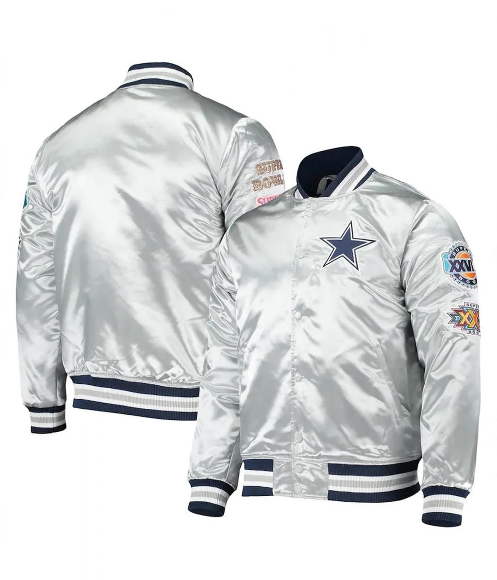 Dallas Cowboys Silver Satin Jacket WorthVee