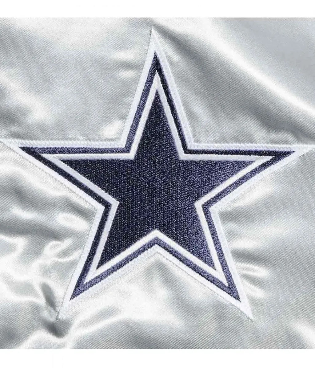 Dallas Cowboys Silver Satin Jacket WorthVee