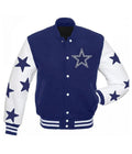 Dallas Cowboys Stars Varsity Royal Blue and White Jacket WorthVee