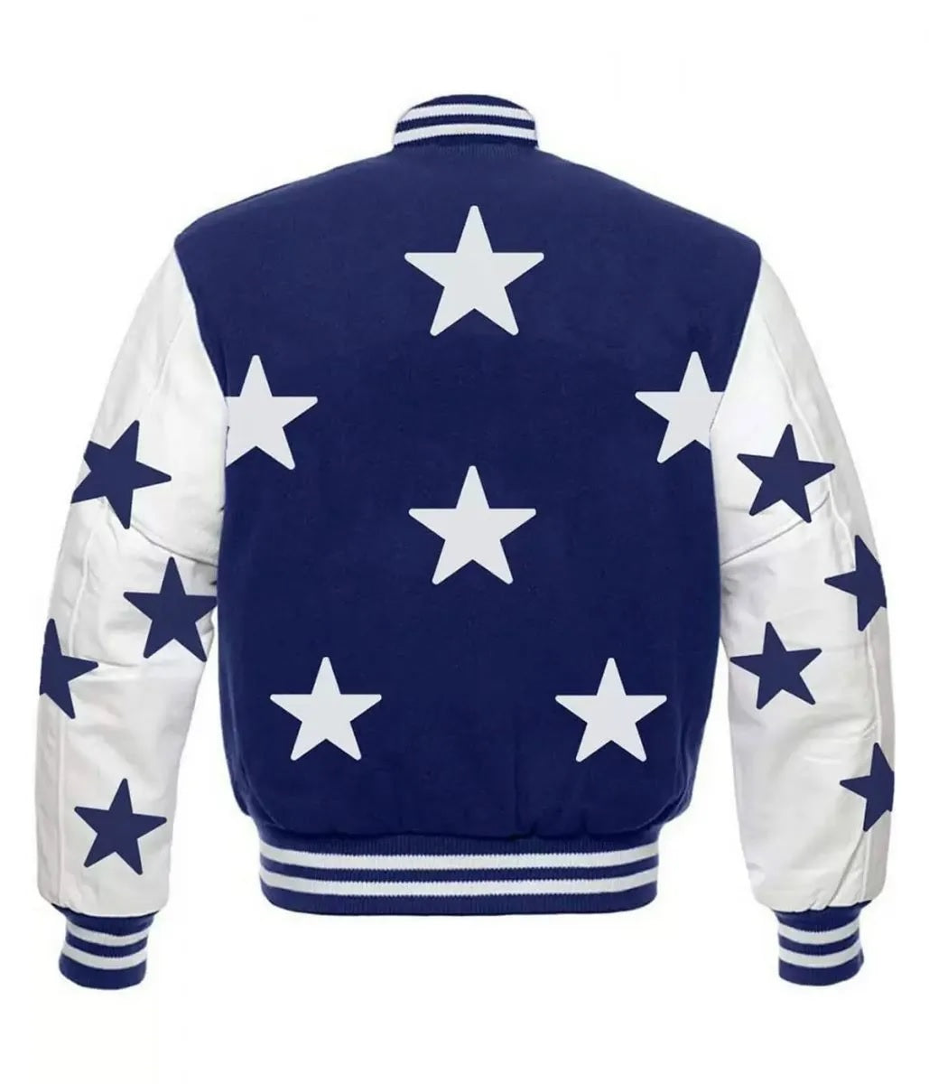 Dallas Cowboys Stars Varsity Royal Blue and White Jacket WorthVee