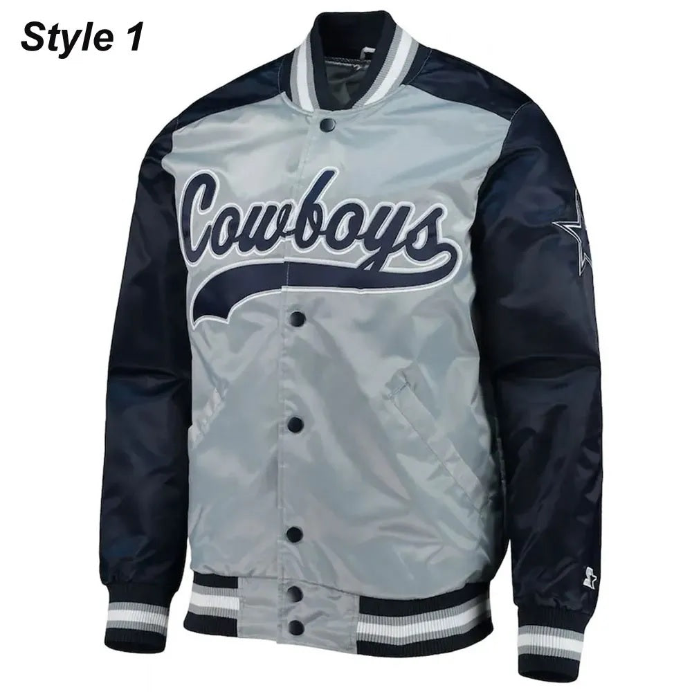 Dallas Cowboys The Tradition II Satin Blue and Grey Jacket WorthVee