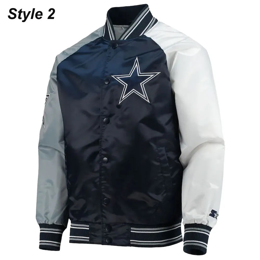Dallas Cowboys The Tradition II Satin Blue and Grey Jacket WorthVee