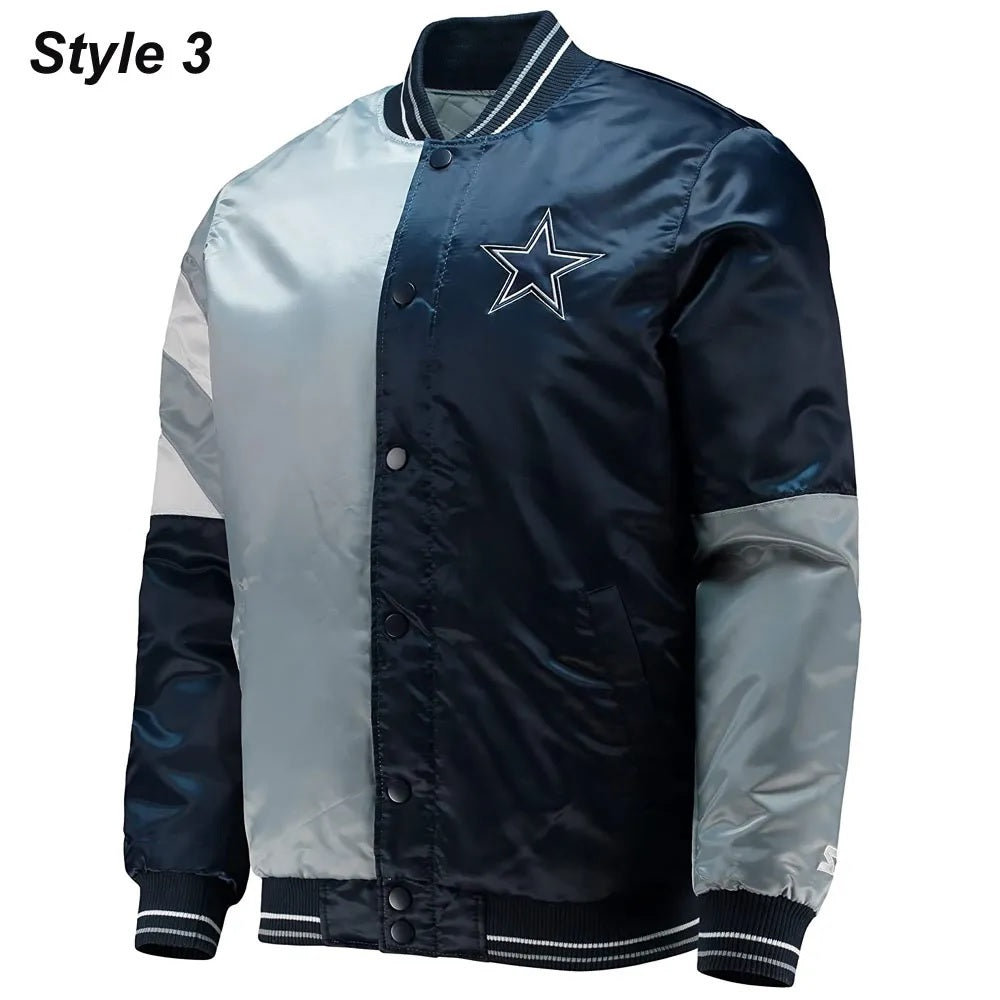 Dallas Cowboys The Tradition II Satin Blue and Grey Jacket WorthVee