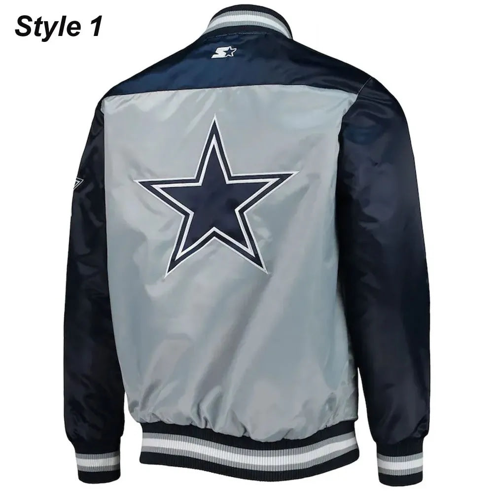 Dallas Cowboys The Tradition II Satin Blue and Grey Jacket WorthVee