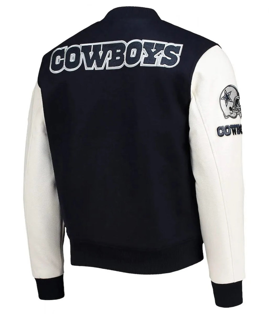 Dallas Cowboys White and Navy Varsity Jacket WorthVee