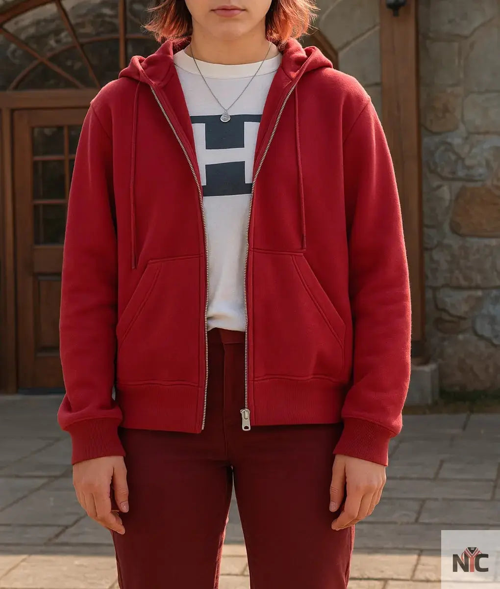 Death of a Unicorn Jenna Ortega Red Hoodie Clanton Jacket