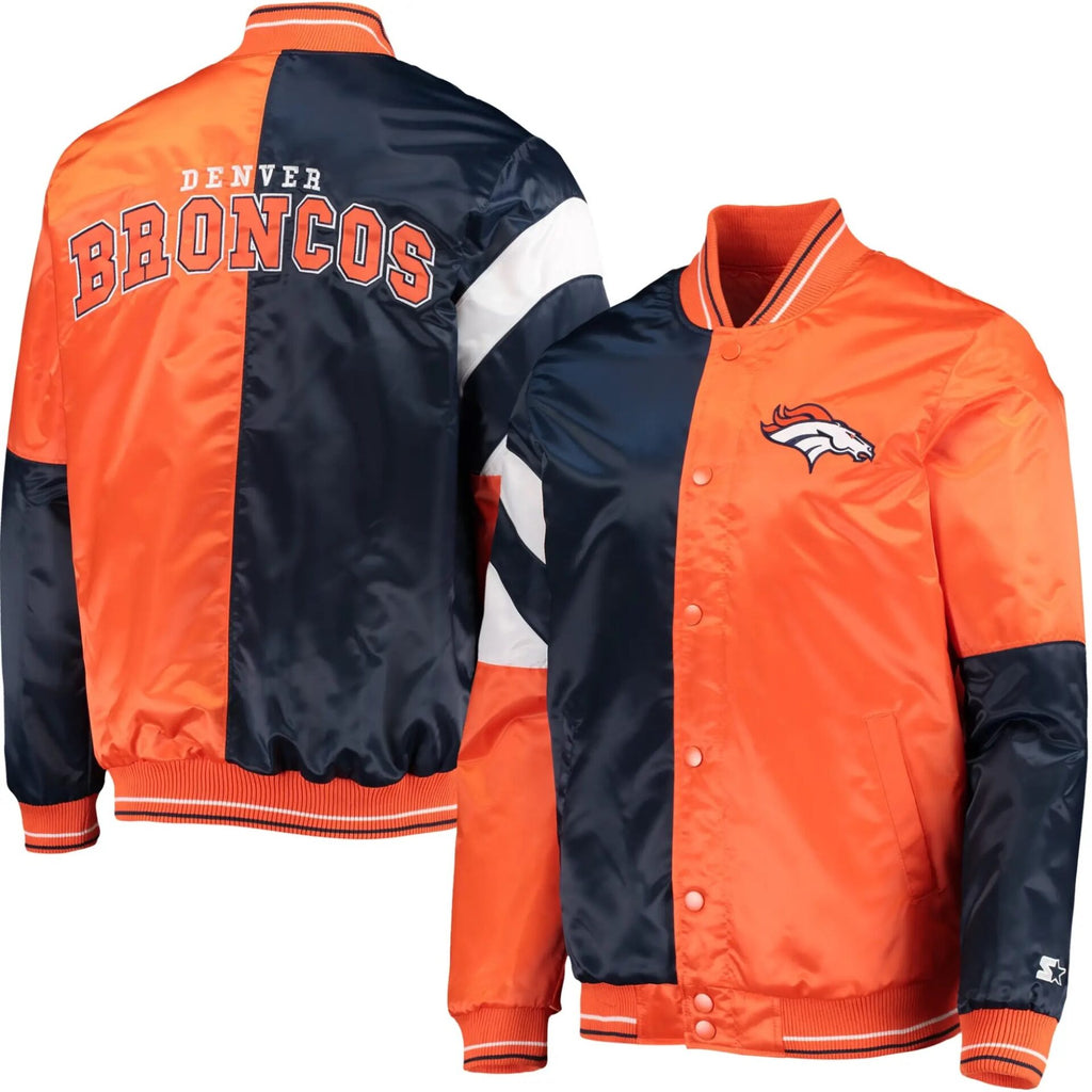 Denver Broncos Classic Rib Satin Varsity Jacket WorthVee