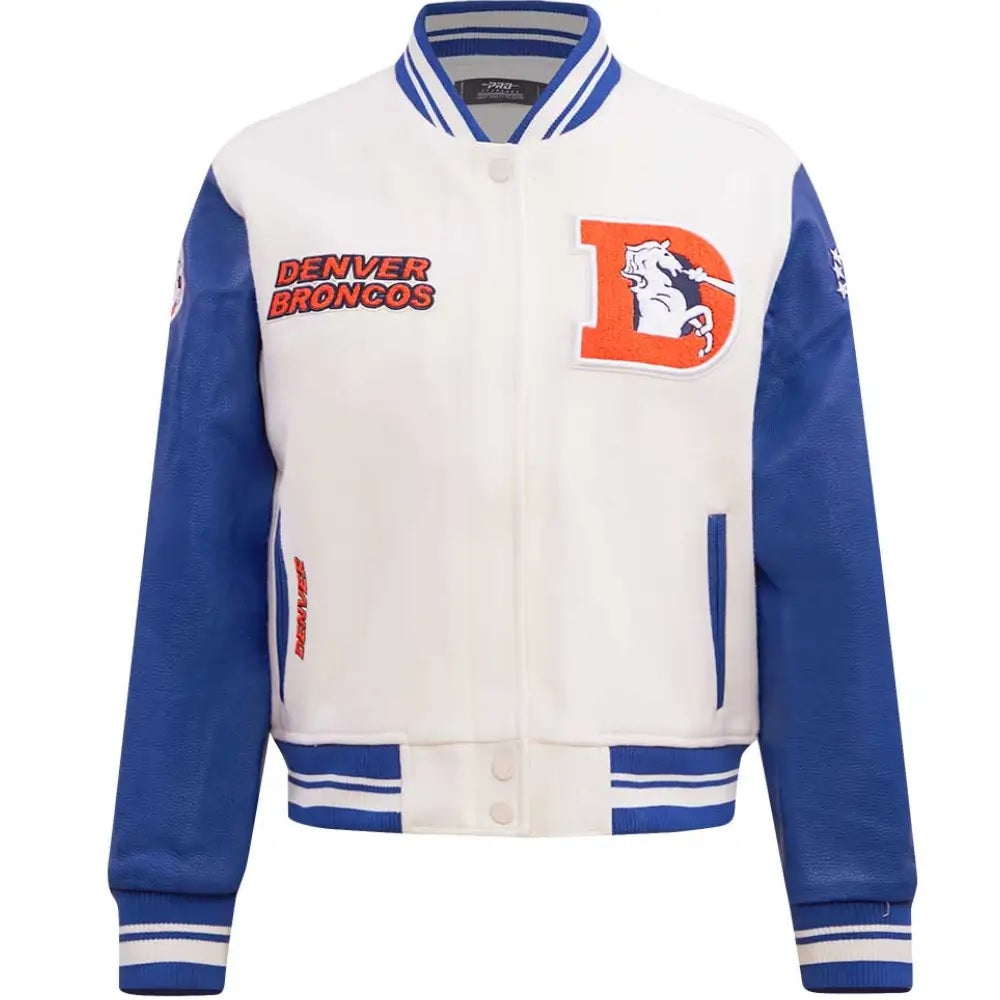 Denver Broncos Classic Rib Wool and Leather Varsity Jacket WorthVee
