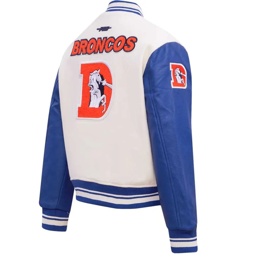 Denver Broncos Classic Rib Wool and Leather Varsity Jacket WorthVee