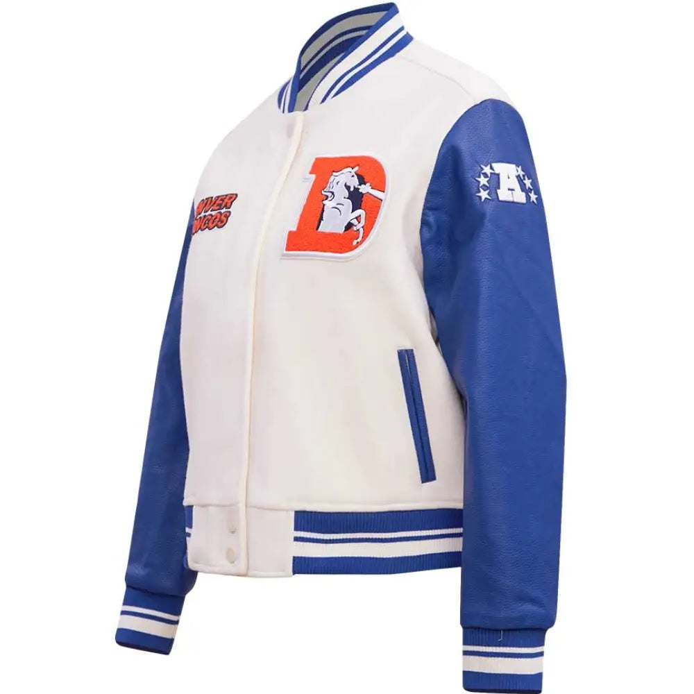 Denver Broncos Classic Rib Wool and Leather Varsity Jacket WorthVee