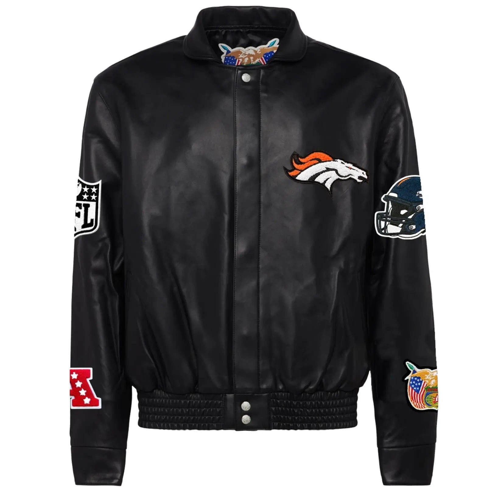 Denver Broncos Jeff Hamilton Leather Varsity Jacket WorthVee