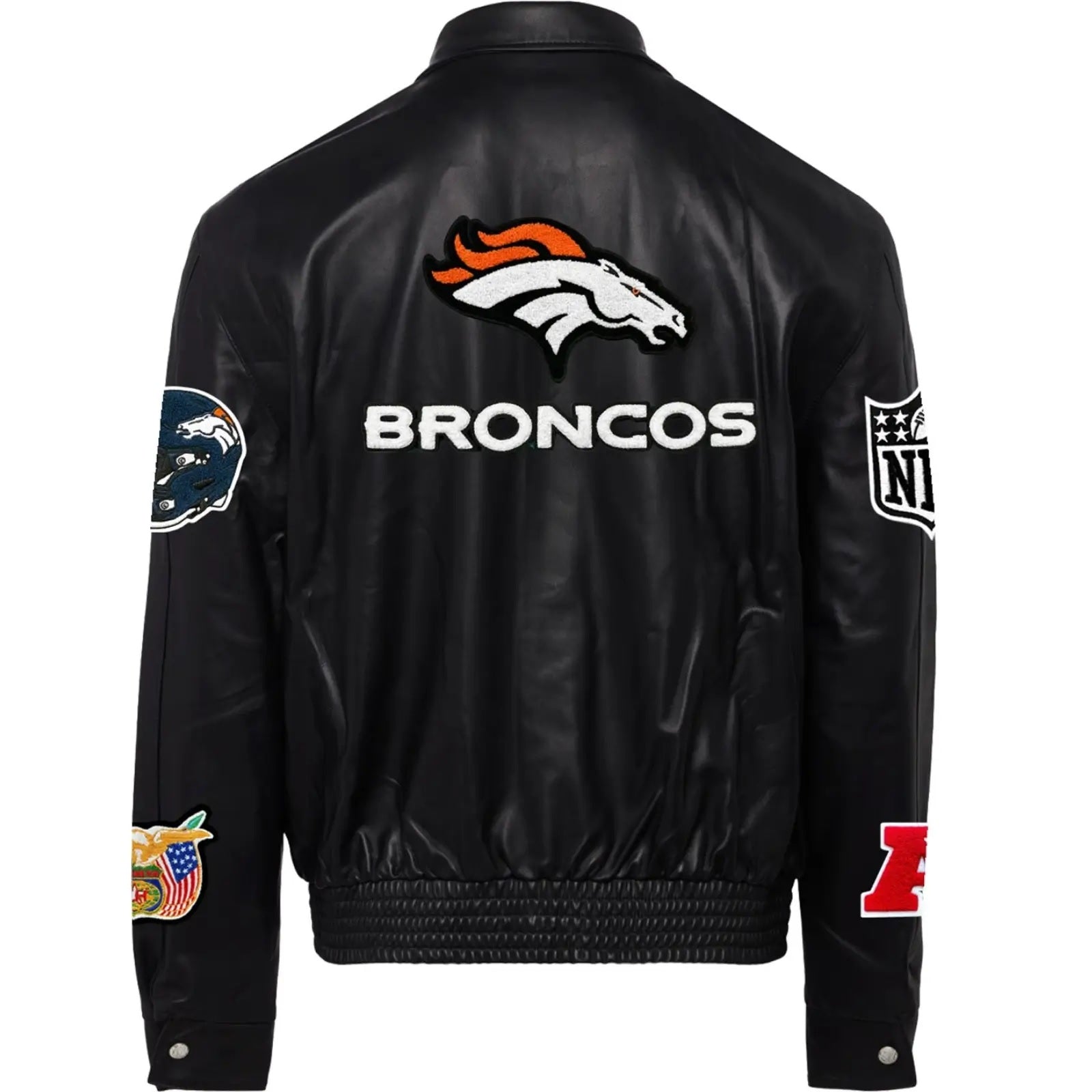 Denver Broncos Jeff Hamilton Leather Varsity Jacket WorthVee